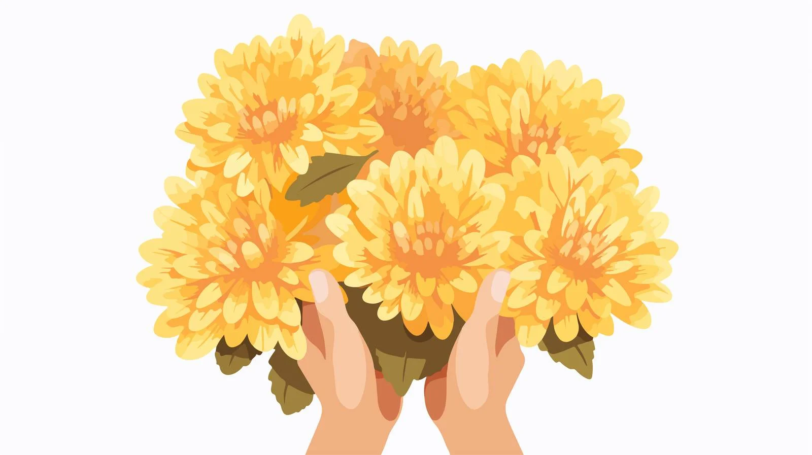 Elegant Hand Grasping Two Yellow Chrysanthemums — free download from Dotvec