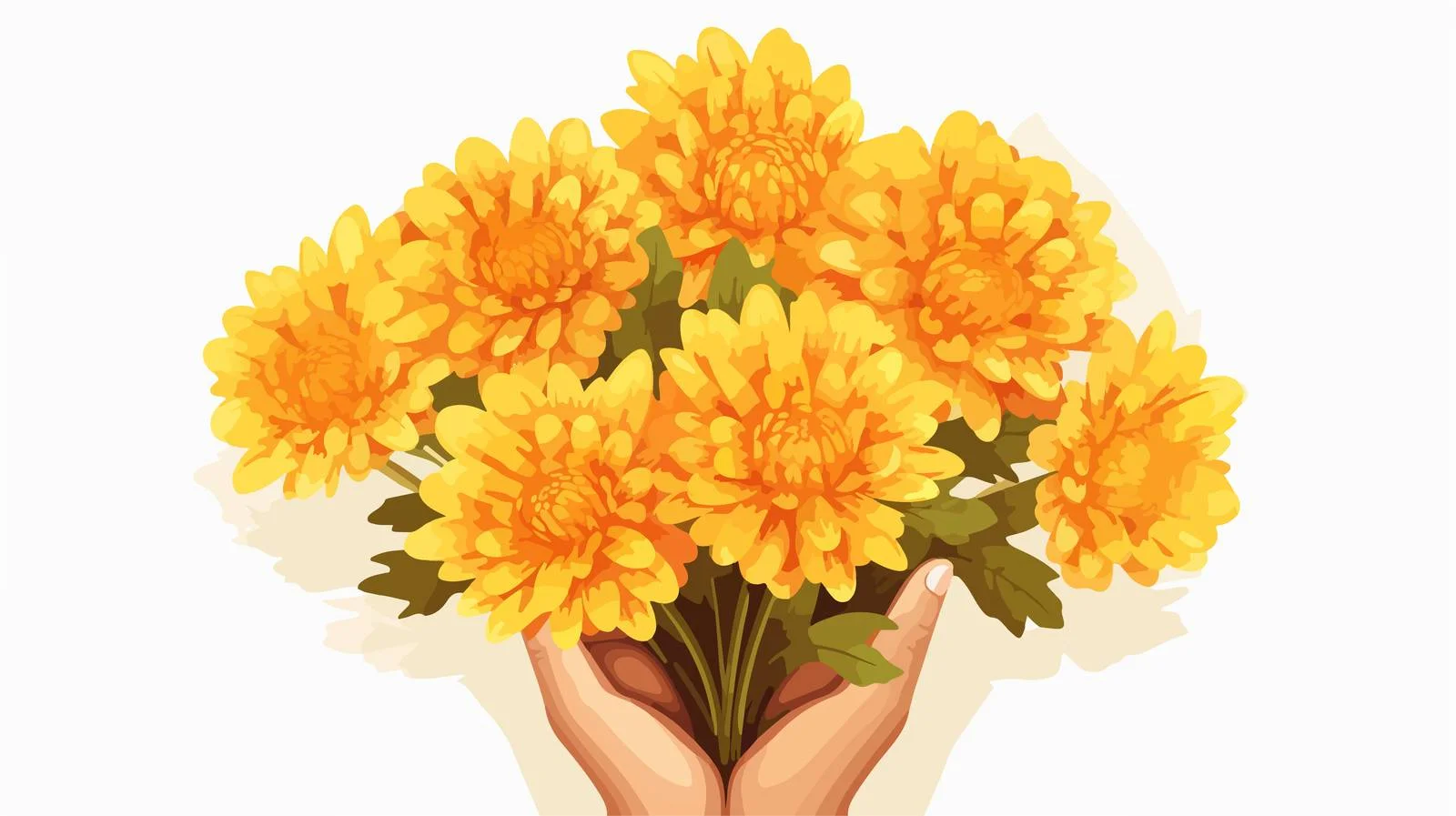 Elegant Female Hand with Yellow Chrysanthemums — free download from Dotvec