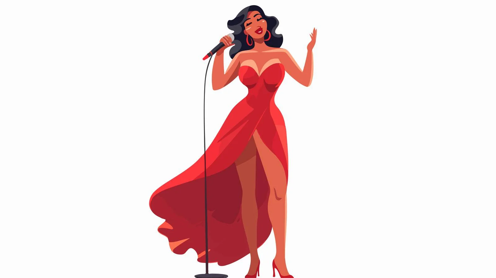 Elegant Female Vocalist Performing at Microphone Stand — free download from Dotvec