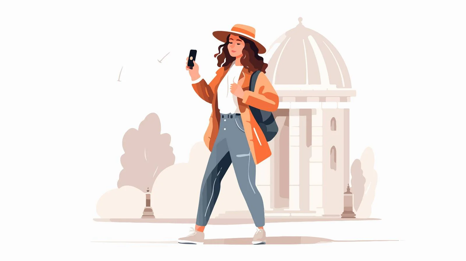 Young female tourist using smartphone outdoors — free download from Dotvec