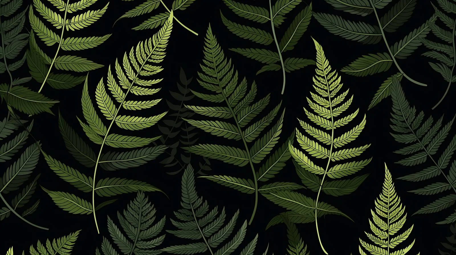 Hand-Drawn Green Fern on Dark Background — free download from Dotvec