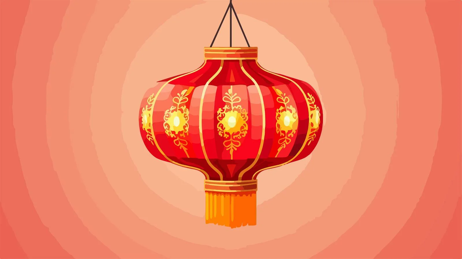 Traditional Chinese street lantern with decorative fringe — free download from Dotvec