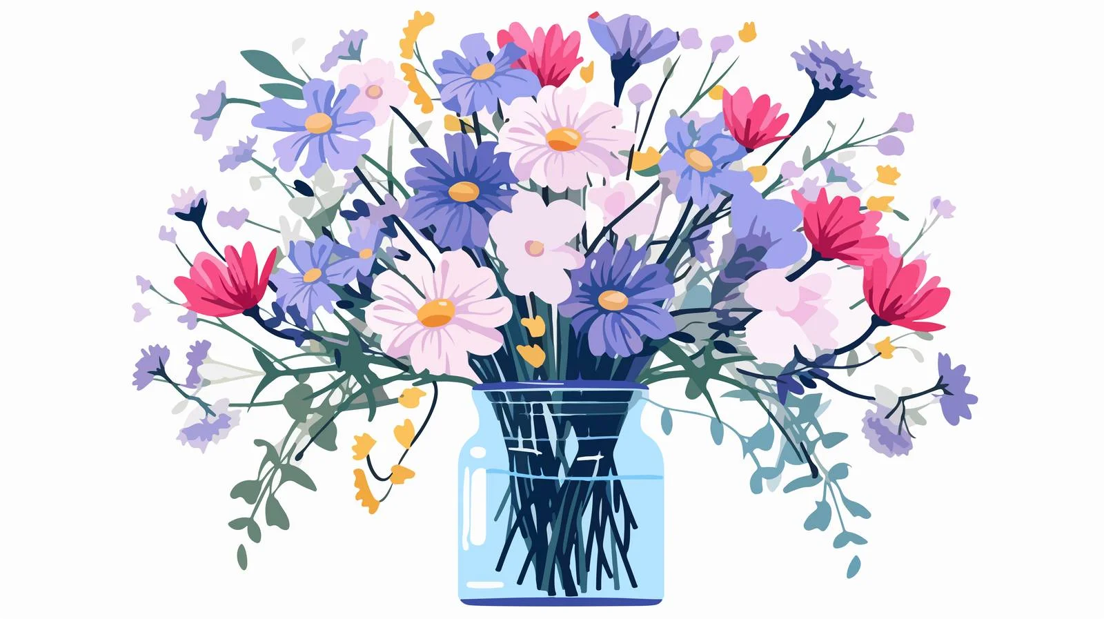Botanical bouquet in glass vase arrangement — free download from Dotvec