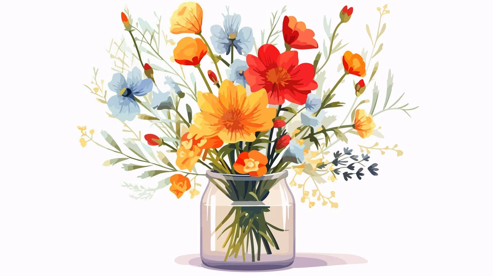 Elegant Field Flowers in Glass Vase — free download from Dotvec