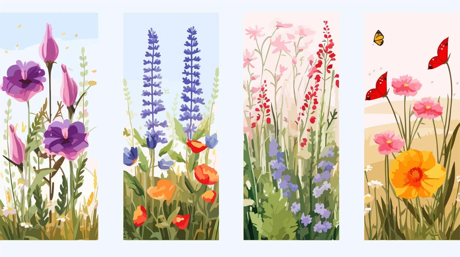 Breathtaking Floral Field Nature Card Collection — free download from Dotvec