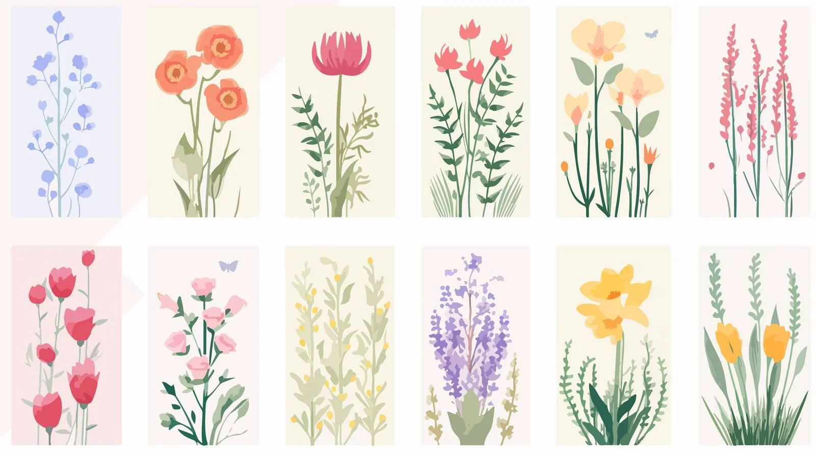 Elegant Field Flowers Card Background Collection — free download from Dotvec