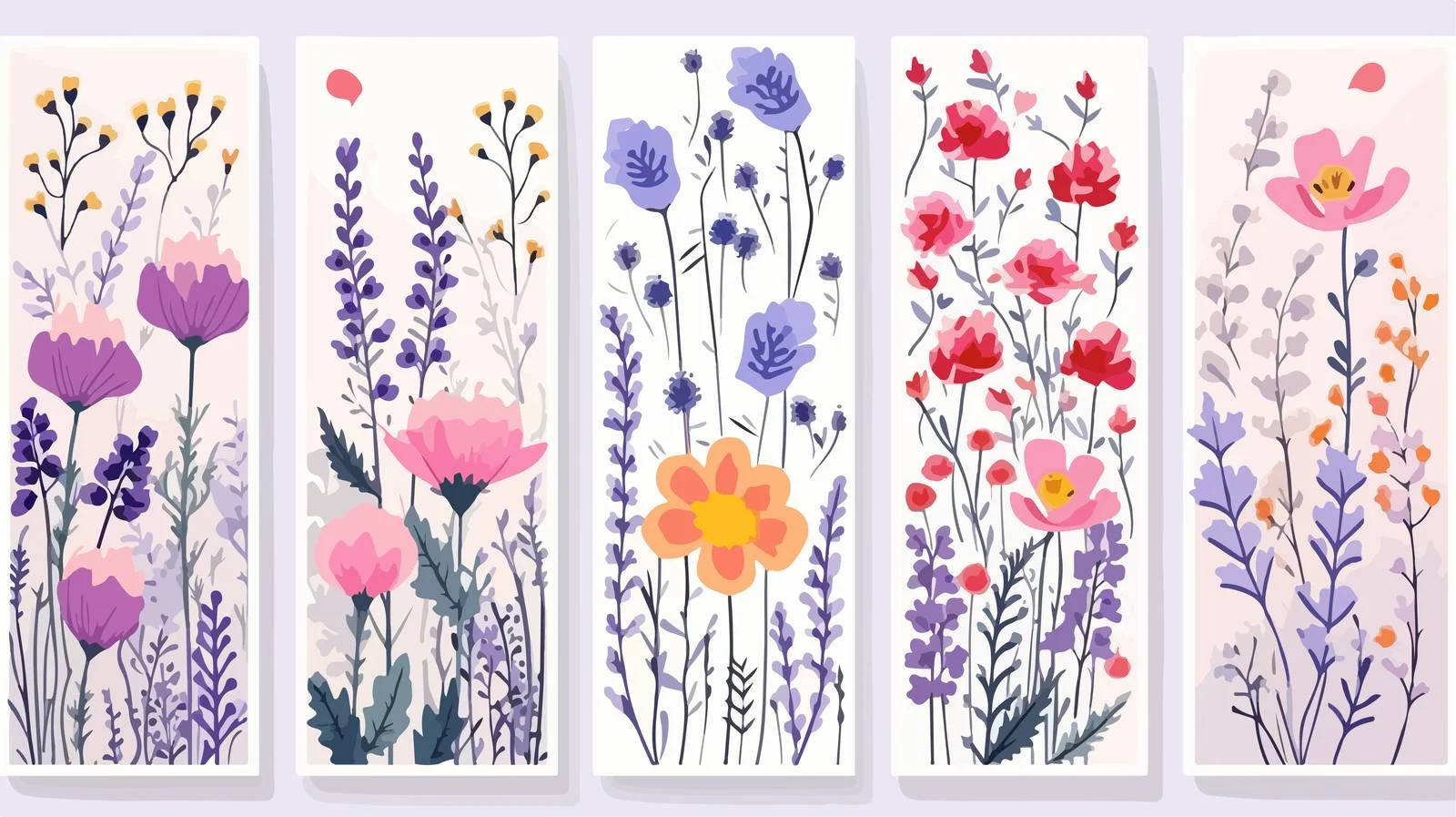 Botanical Card Set with Wildflower Backgrounds — free download from Dotvec