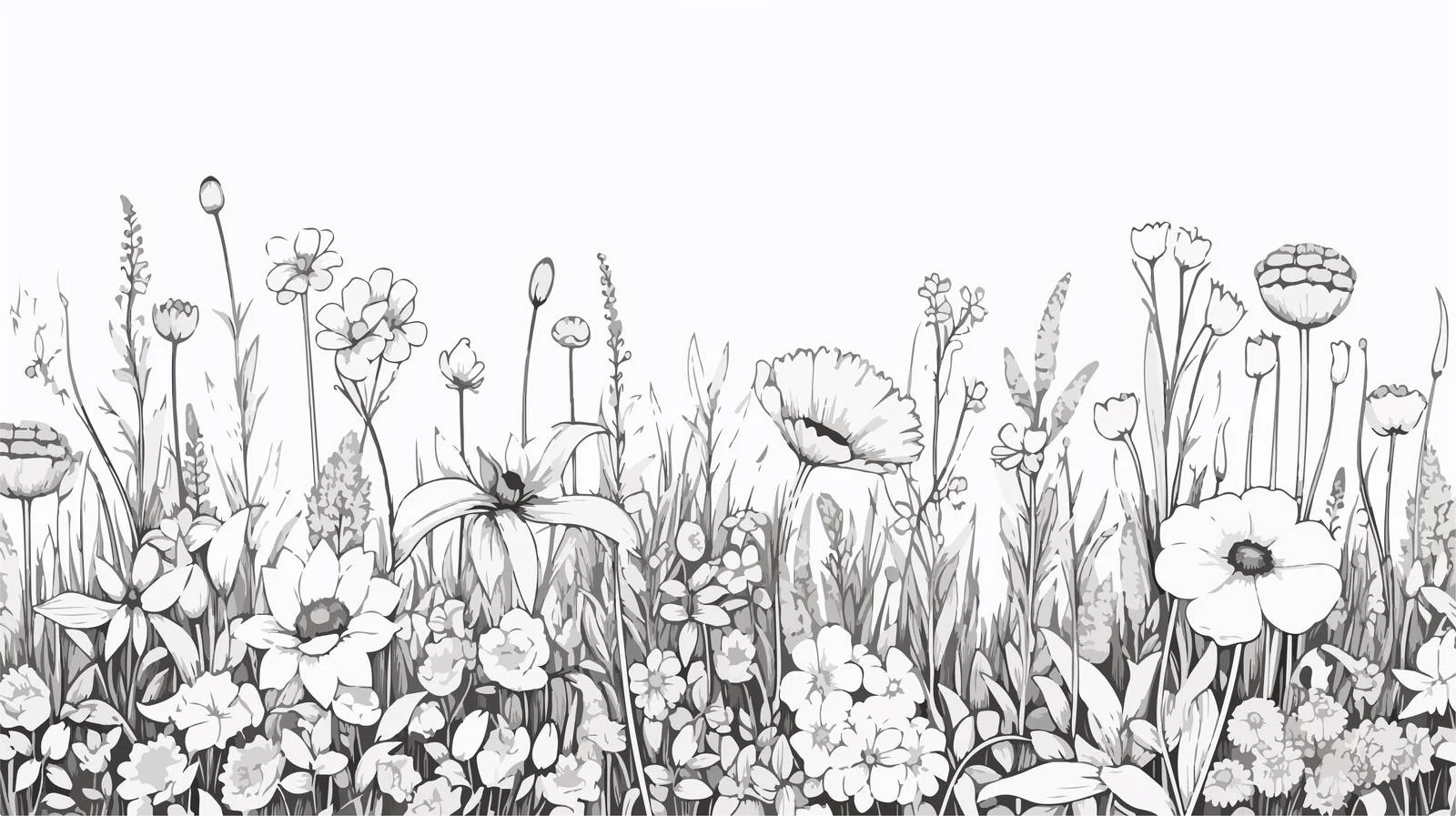 Wild Flowers Sketch Drawing — free download from Dotvec