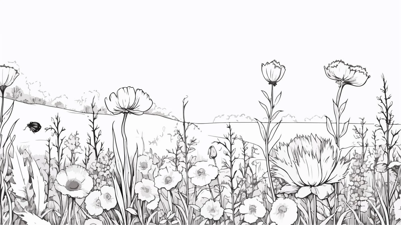 Wildflower Field Sketch — free download from Dotvec