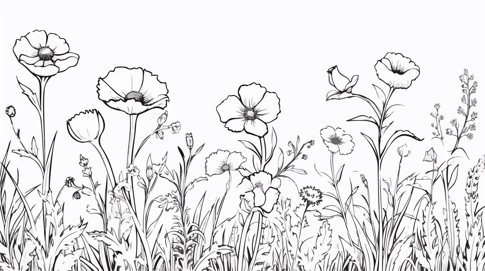 Wildflower Field Sketch — free download from Dotvec