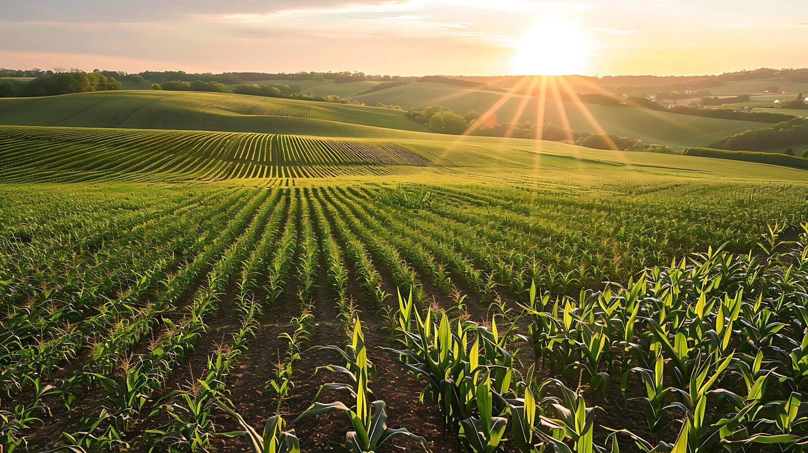 Serene Corn Fields and Rural Landscape on Rolling Hills — free download from Dotvec
