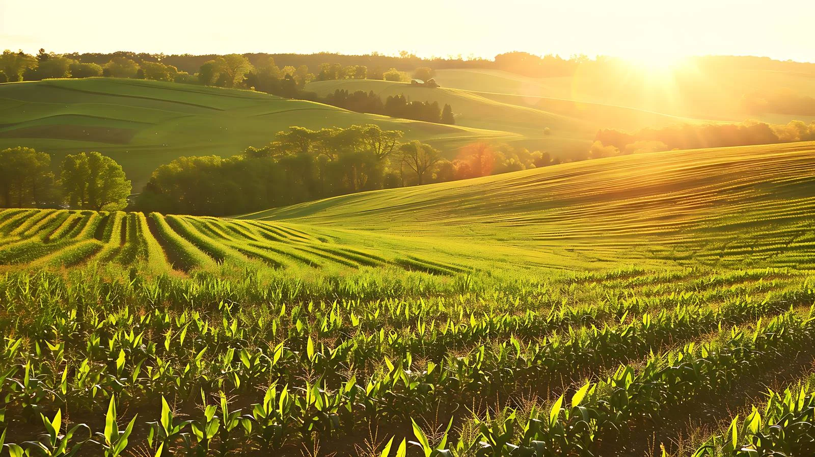 Serene corn fields by rustic farmstead — free download from Dotvec