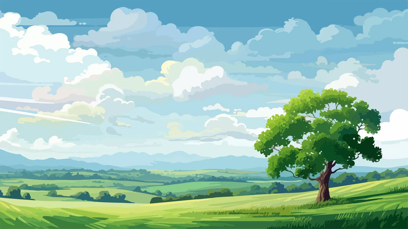 Vast Fields Panorama Vector Illustration — free download from Dotvec