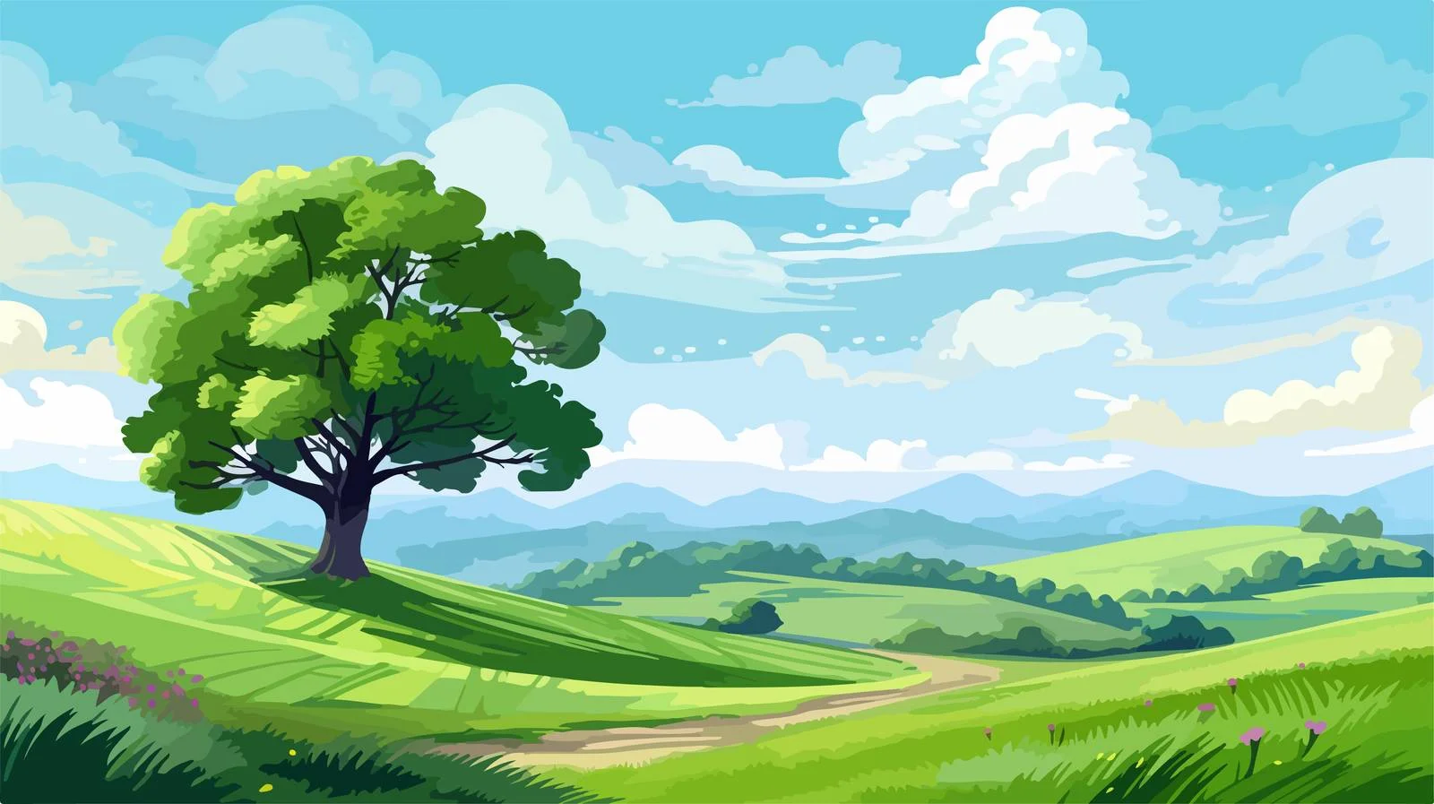 Vast Fields in Vector Panoramic Illustration — free download from Dotvec