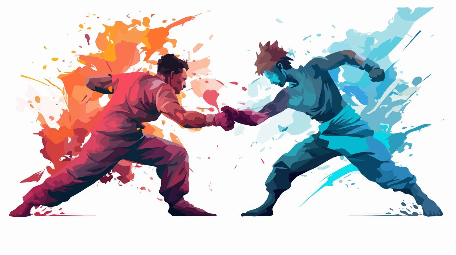 Epic Clash Between Abstract Colored Silhouettes — free download from Dotvec
