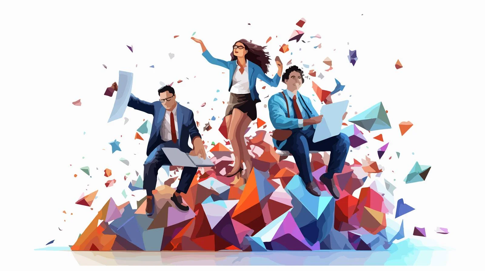 Financial Crisis: Business Team Soaring Amid Chaos — free download from Dotvec