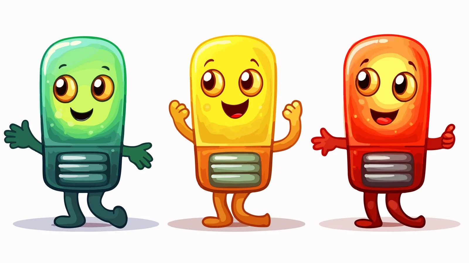 Colorful Traffic Light Character Cartoon Vector — free download from Dotvec