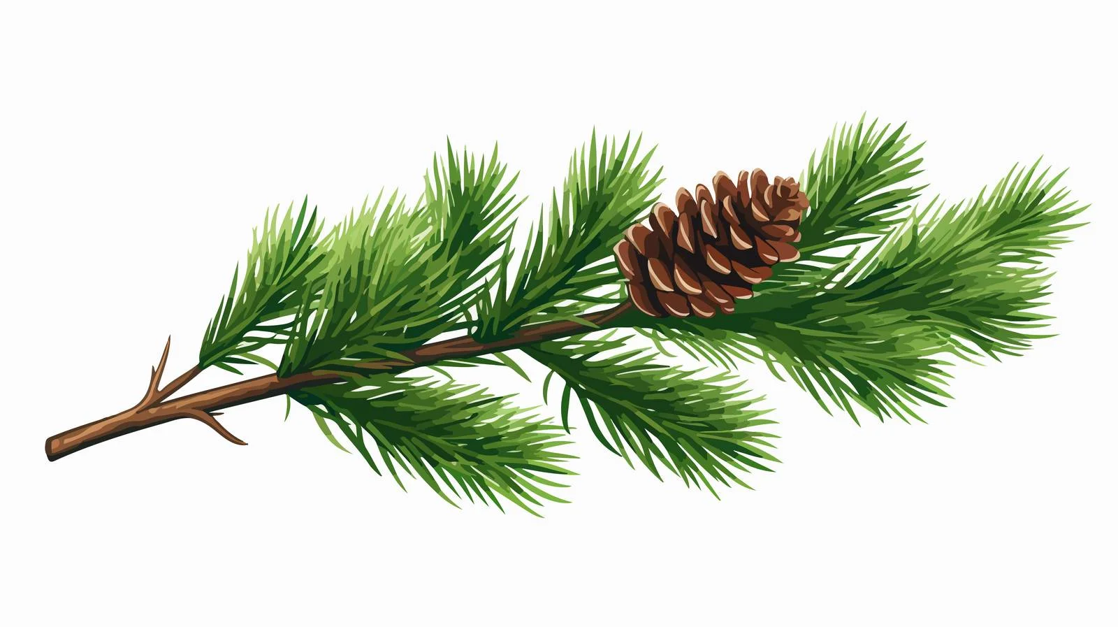Vibrant Fir Tree Branch with Cone — free download from Dotvec