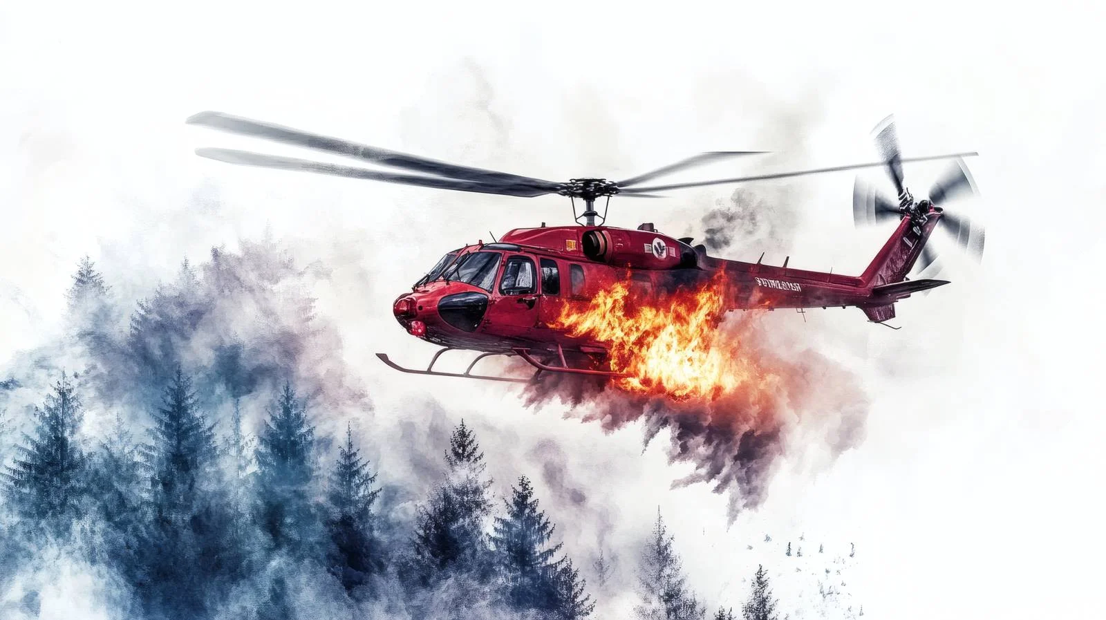 Helicopter Firefighting of Forest Blaze Scene — free download from Dotvec