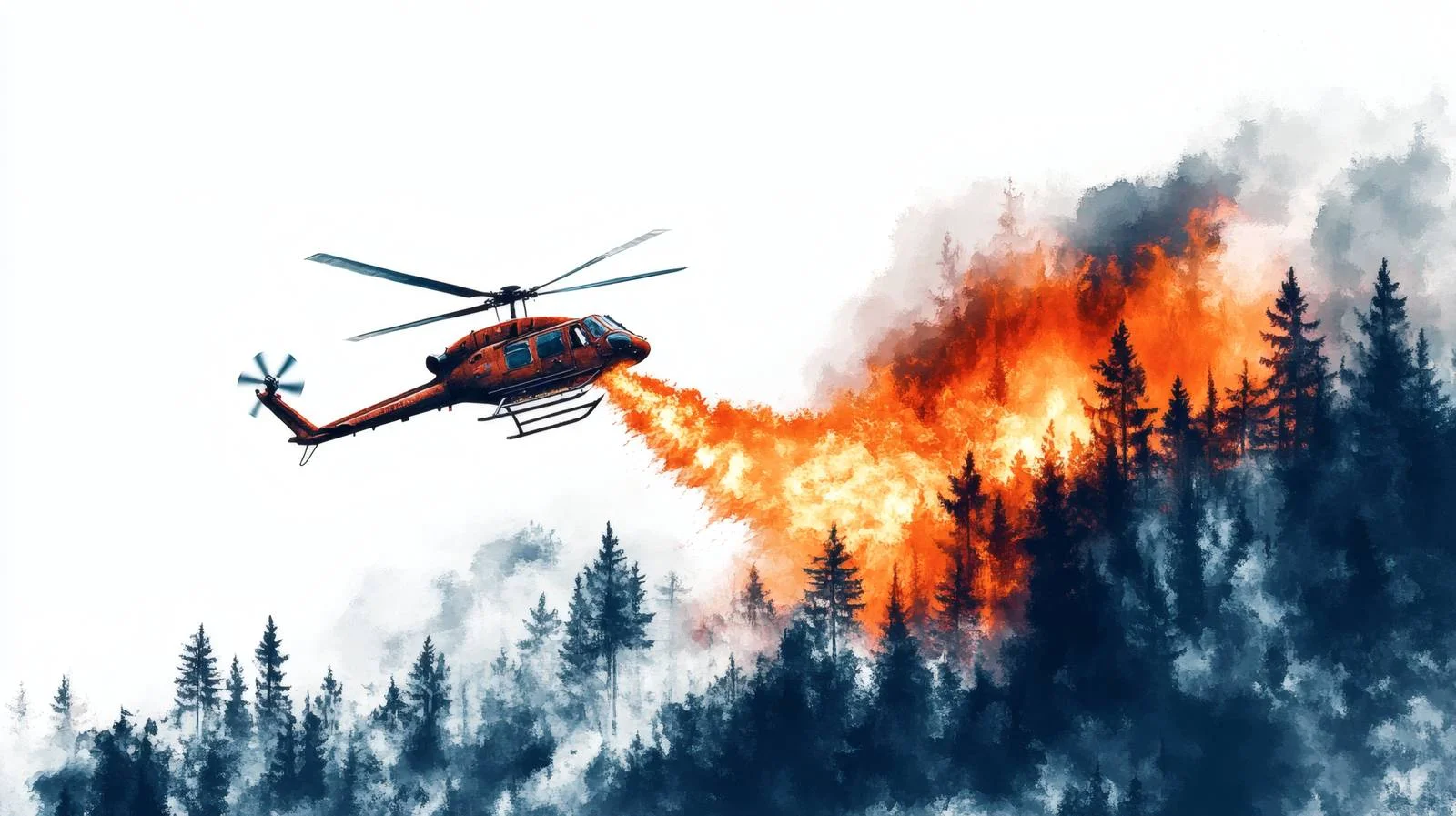 Helicopter suppressing forest fire in action — free download from Dotvec