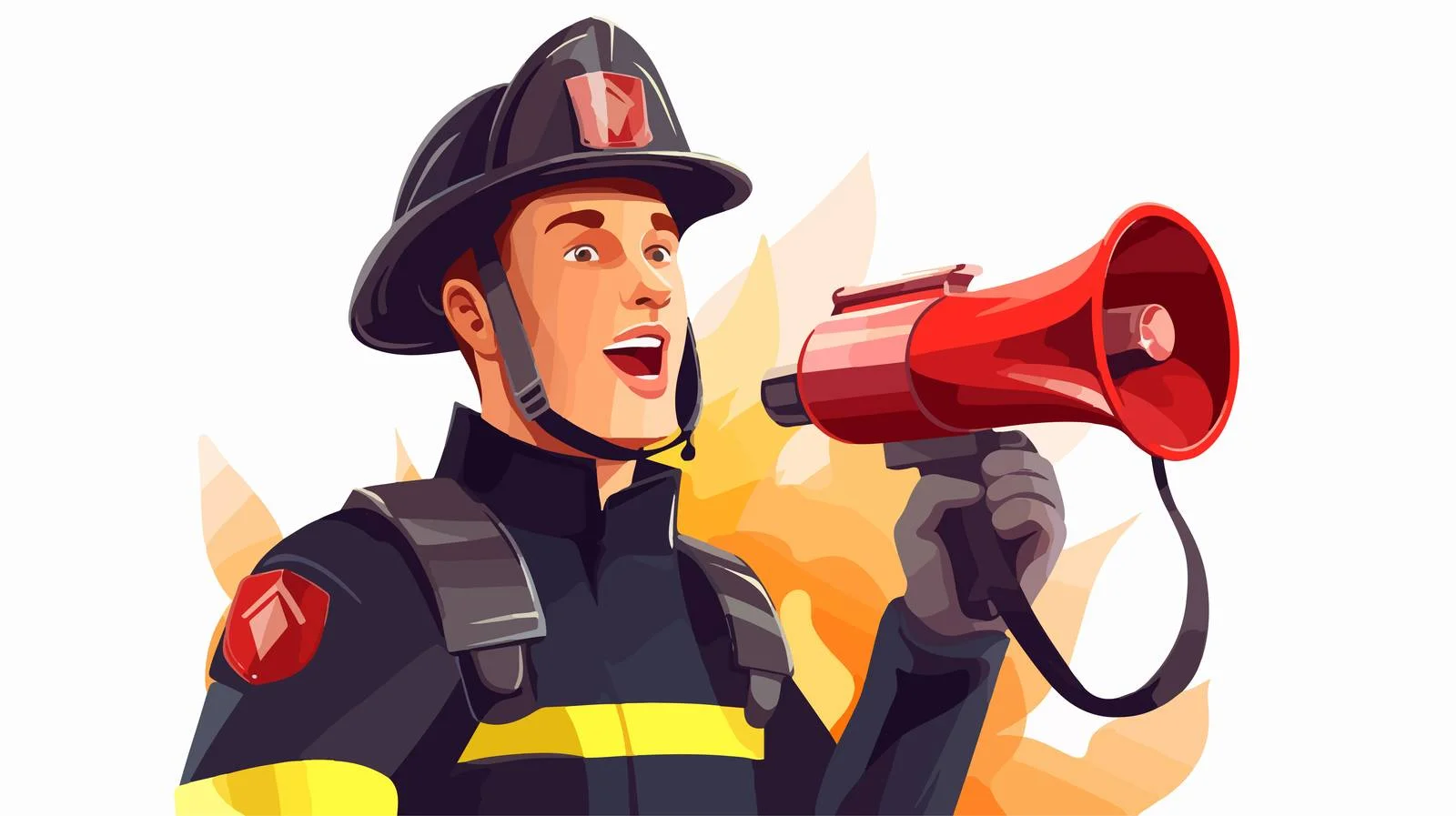 Firefighter communicates urgent fire situation — free download from Dotvec
