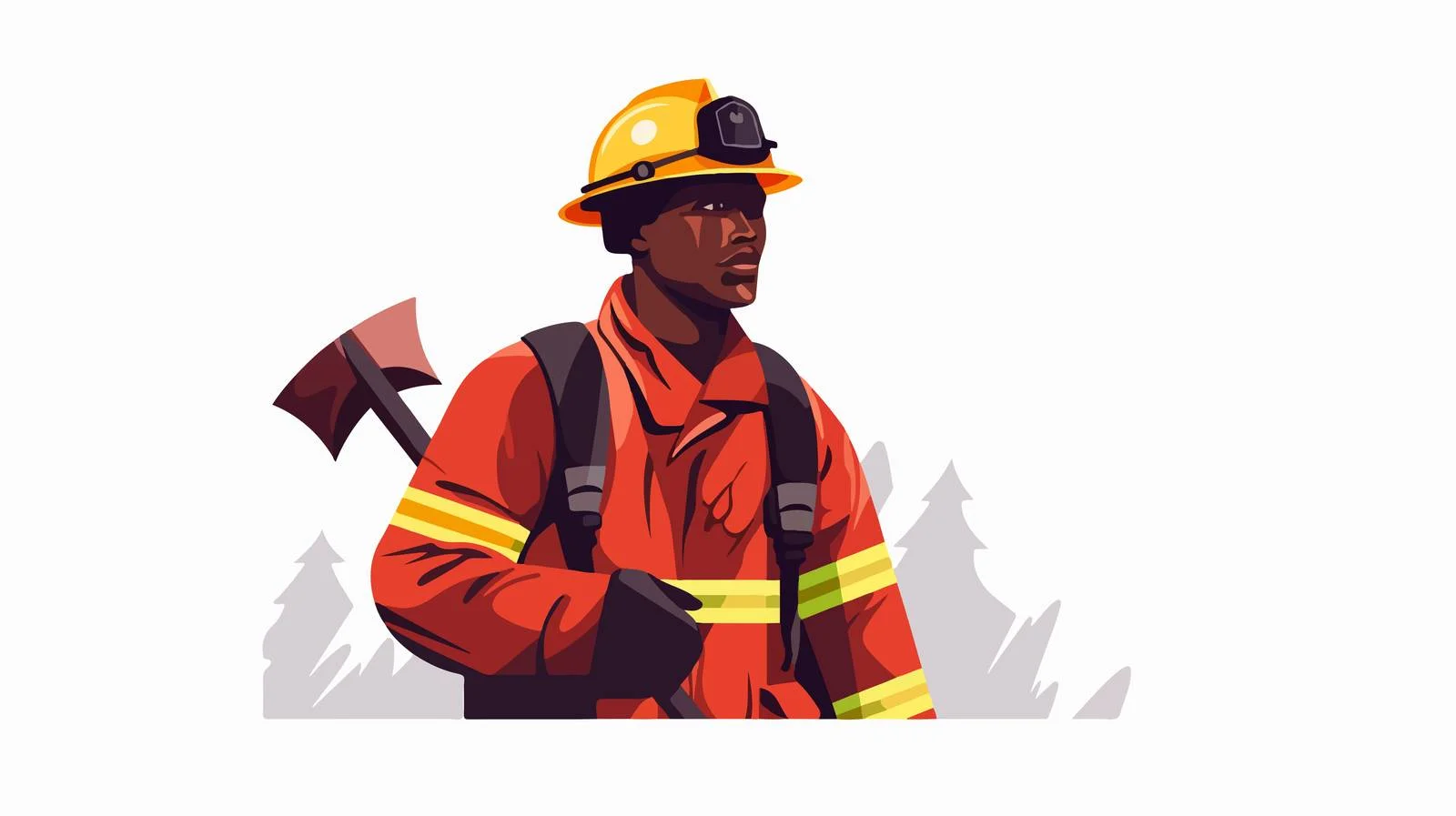 Brave Firefighter with Axe Ensuring Safety — free download from Dotvec