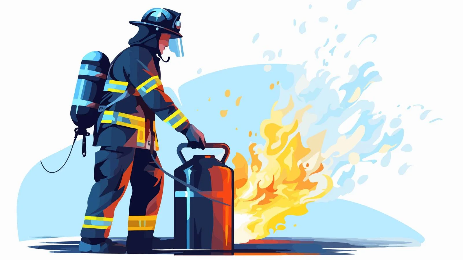 Firefighter extinguishing small fire with pour — free download from Dotvec