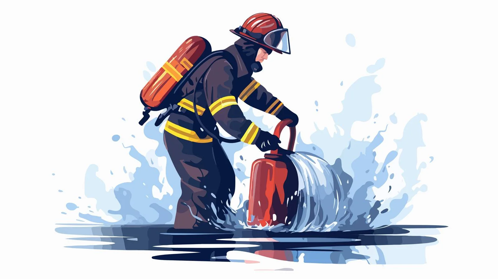 Firefighter Extinguishing Small Fire Cautiously — free download from Dotvec