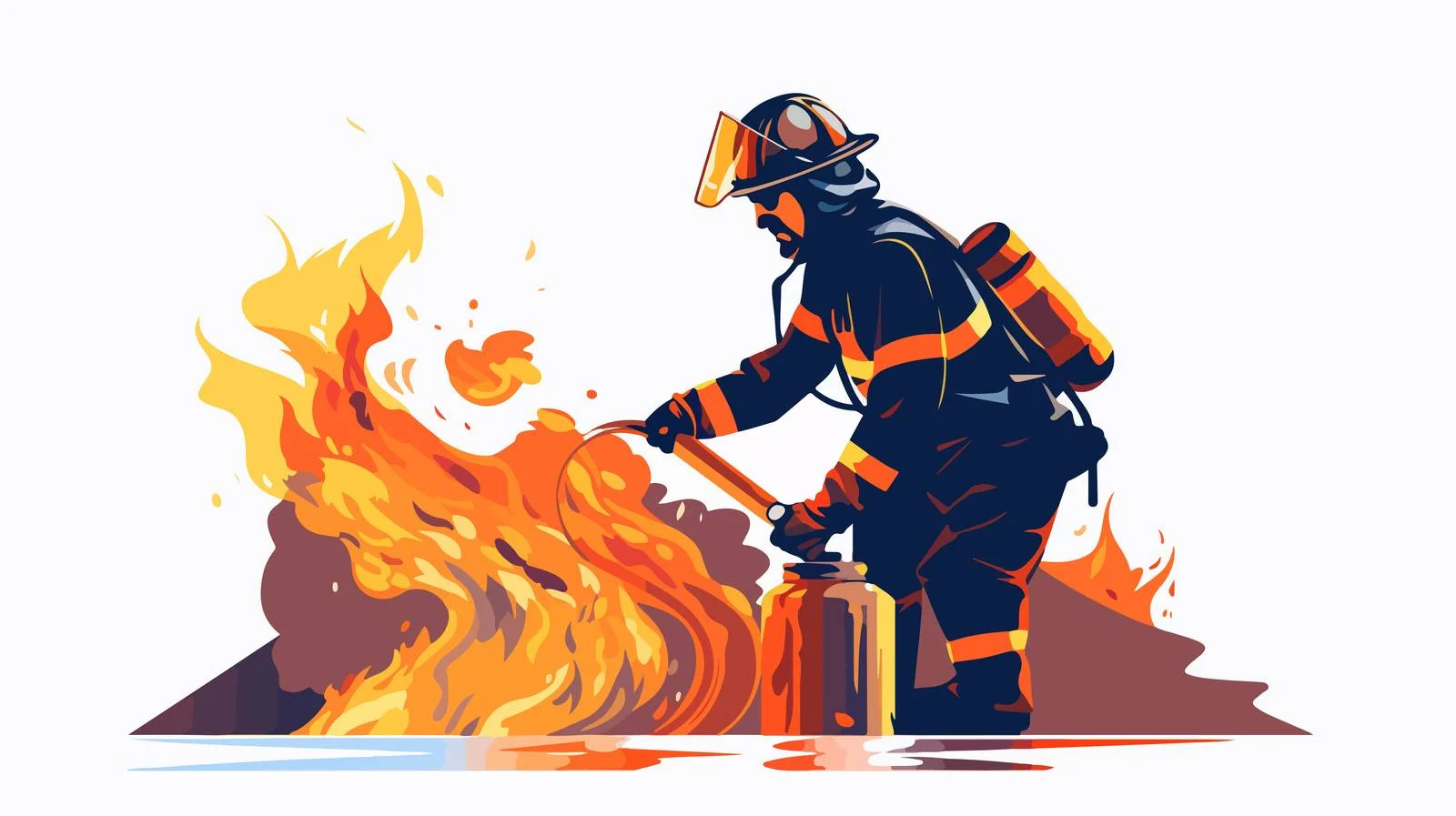 Firefighter extinguishing small fire in uniform — free download from Dotvec