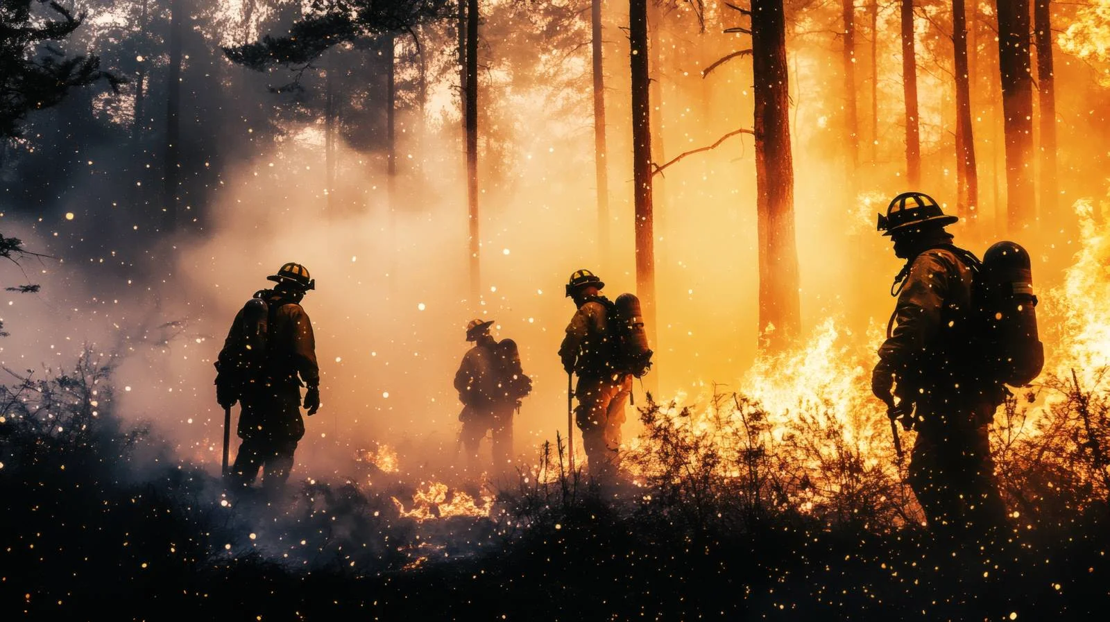 Brave Firefighters Fighting Forest Fire Alone — free download from Dotvec