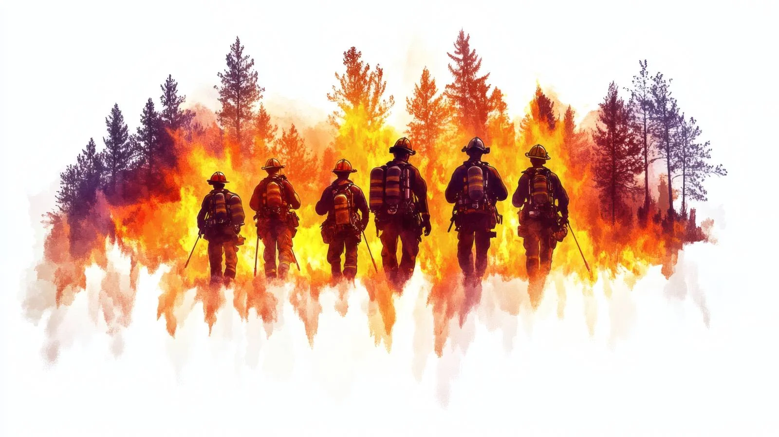 Courageous Firefighters Battling Forest Fire Alone — free download from Dotvec