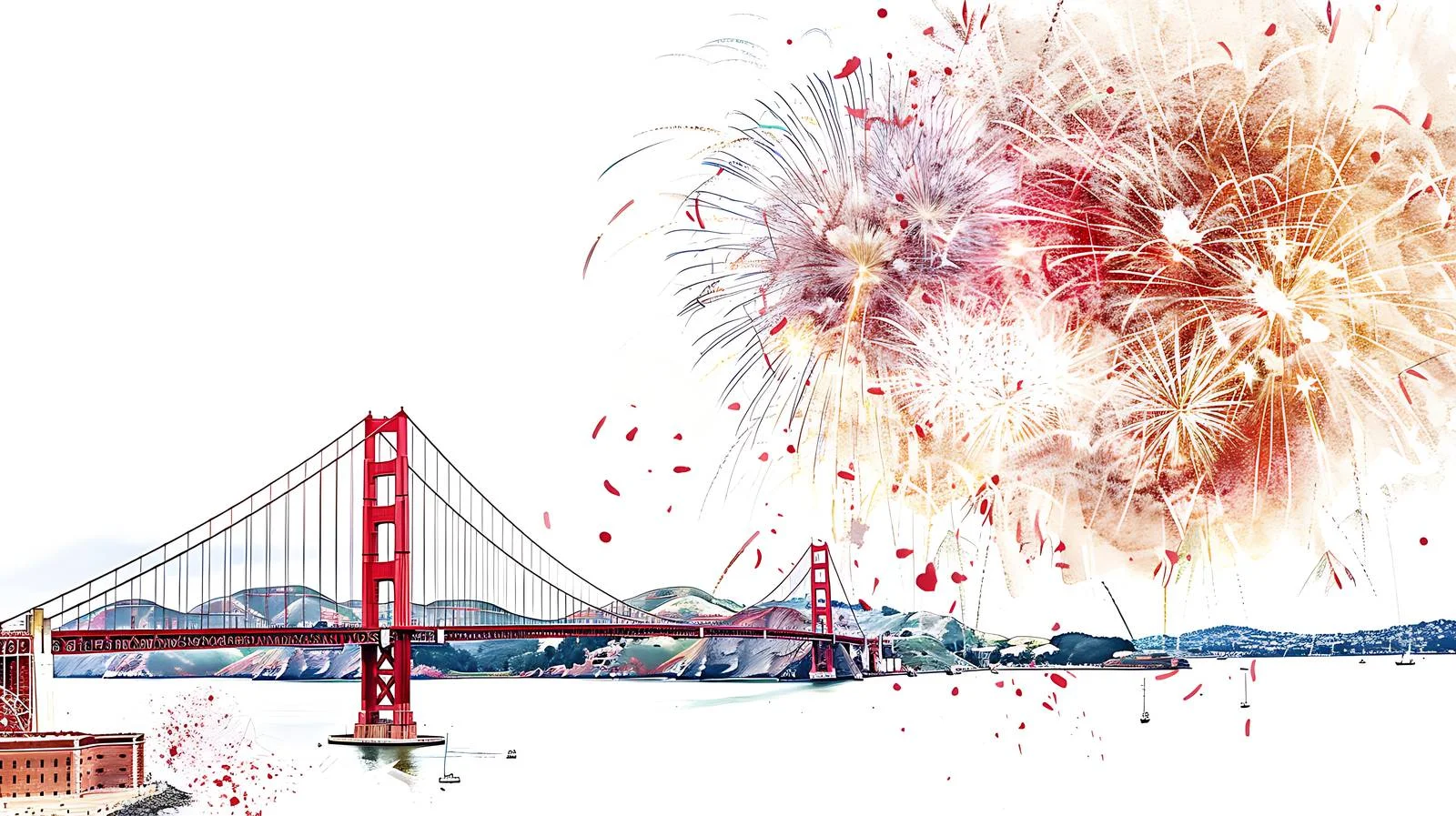 Spectacular Fireworks Show by Golden Gate Bridge — free download from Dotvec