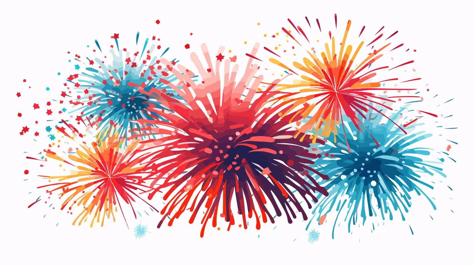 Festive Fireworks and Floating Confetti Illustration — free download from Dotvec
