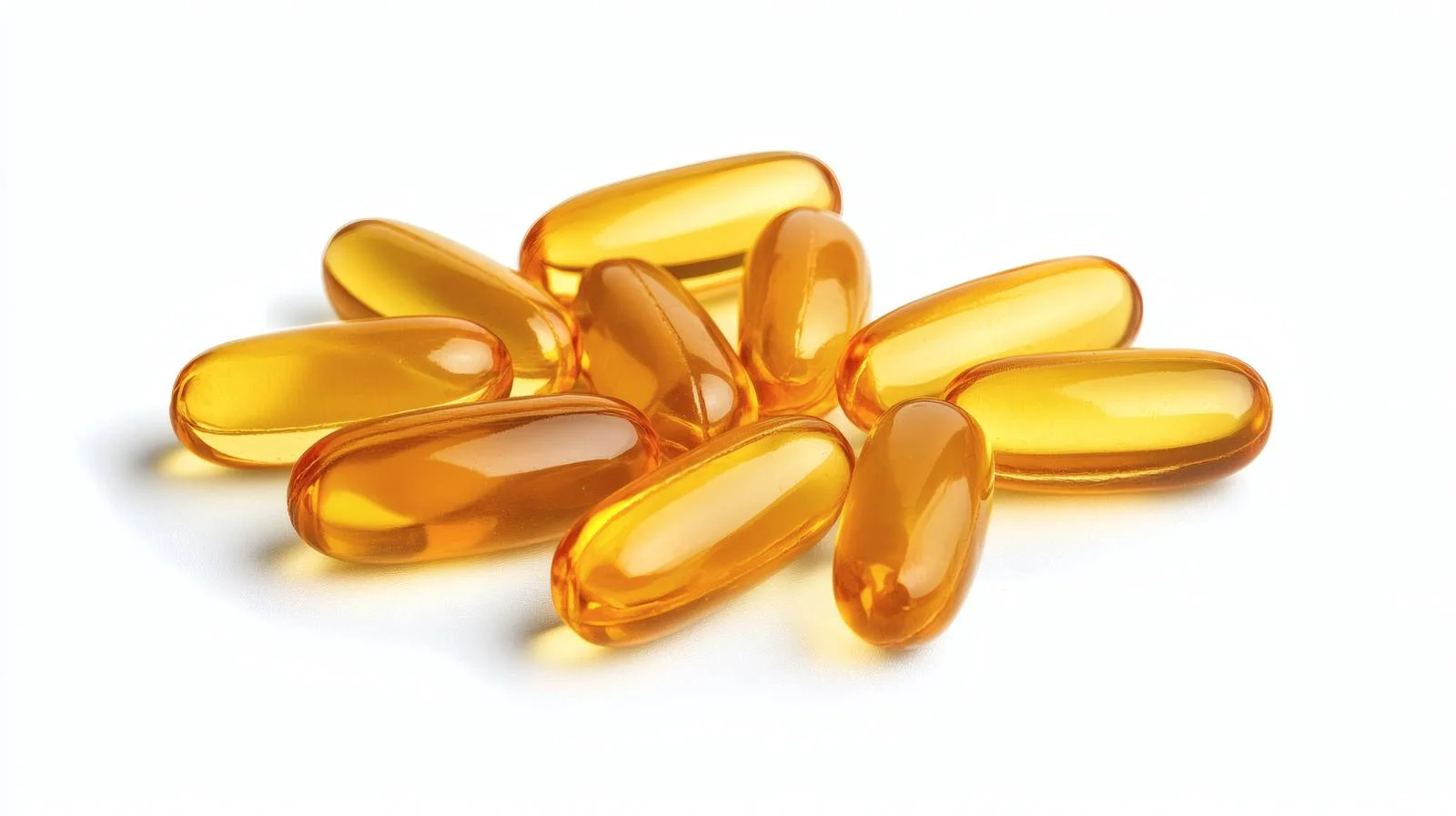 Omega-3 Fish Oil Capsules on White – free fatty acids image from Dotvec