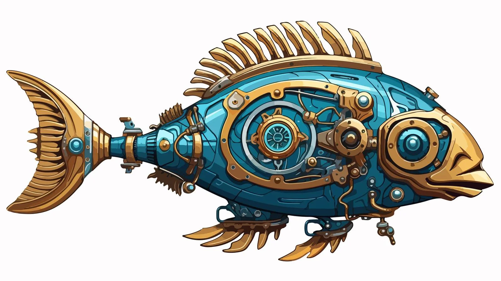 Mechanical Fish Control in Steampunk — free download from Dotvec