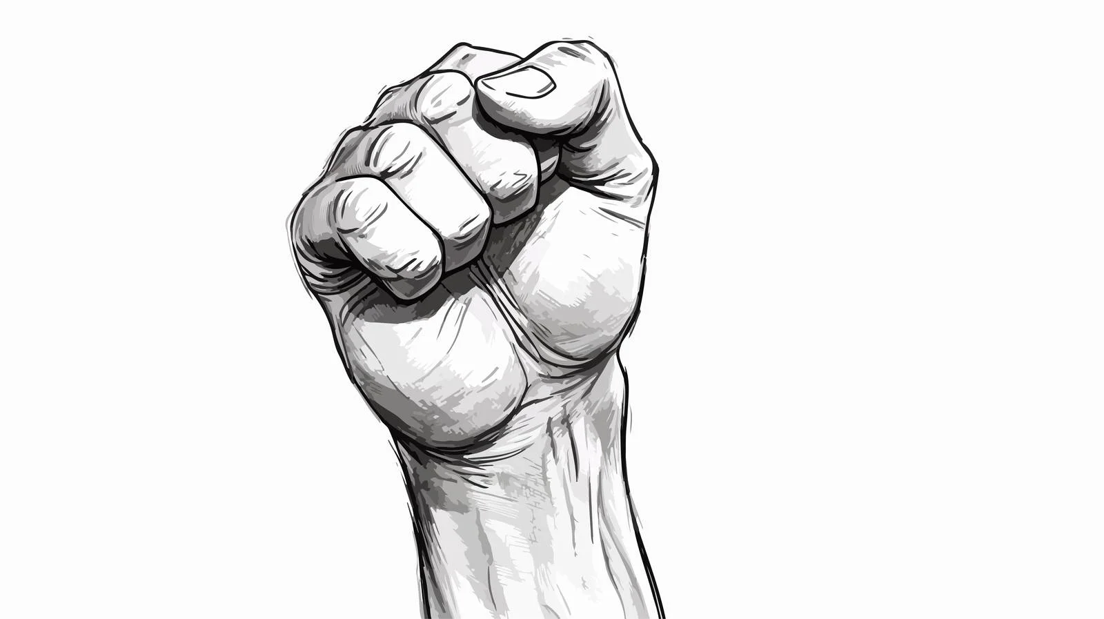 Clenched Fist Sketch Vector Illustration — free download from Dotvec