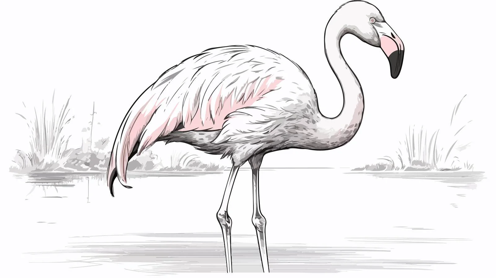 Hand-drawn Flamingo Bird Sketch Cartoon Vector — free download from Dotvec