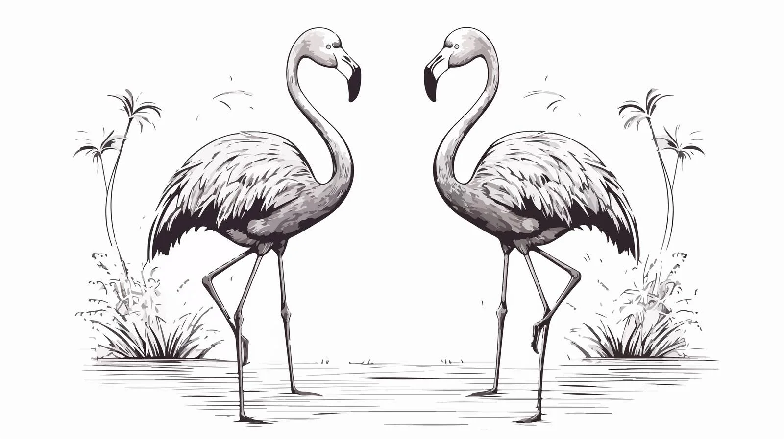 Elegant Flamingo Vector Illustration Drawing — free download from Dotvec