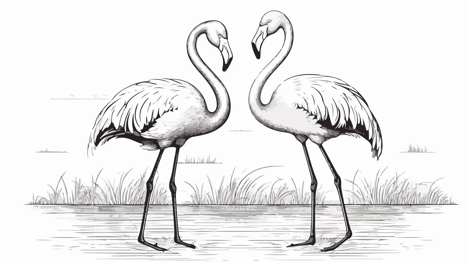 Flamingo Illustration Drawing Pen Line Art — free download from Dotvec