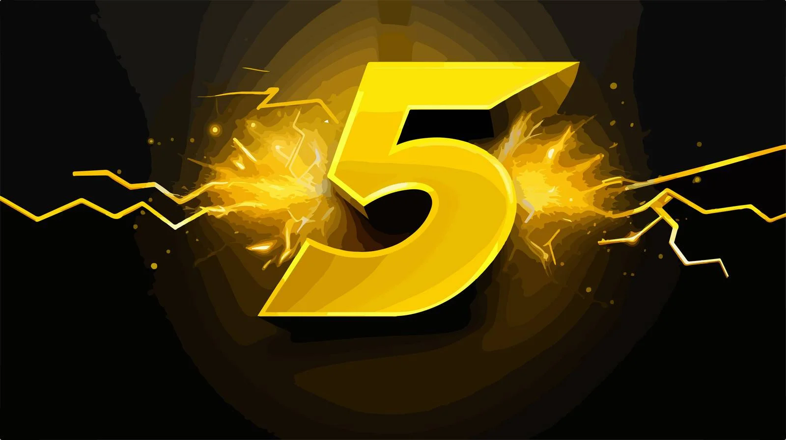 3D Yellow Lightning Icon on Black — free download from Dotvec