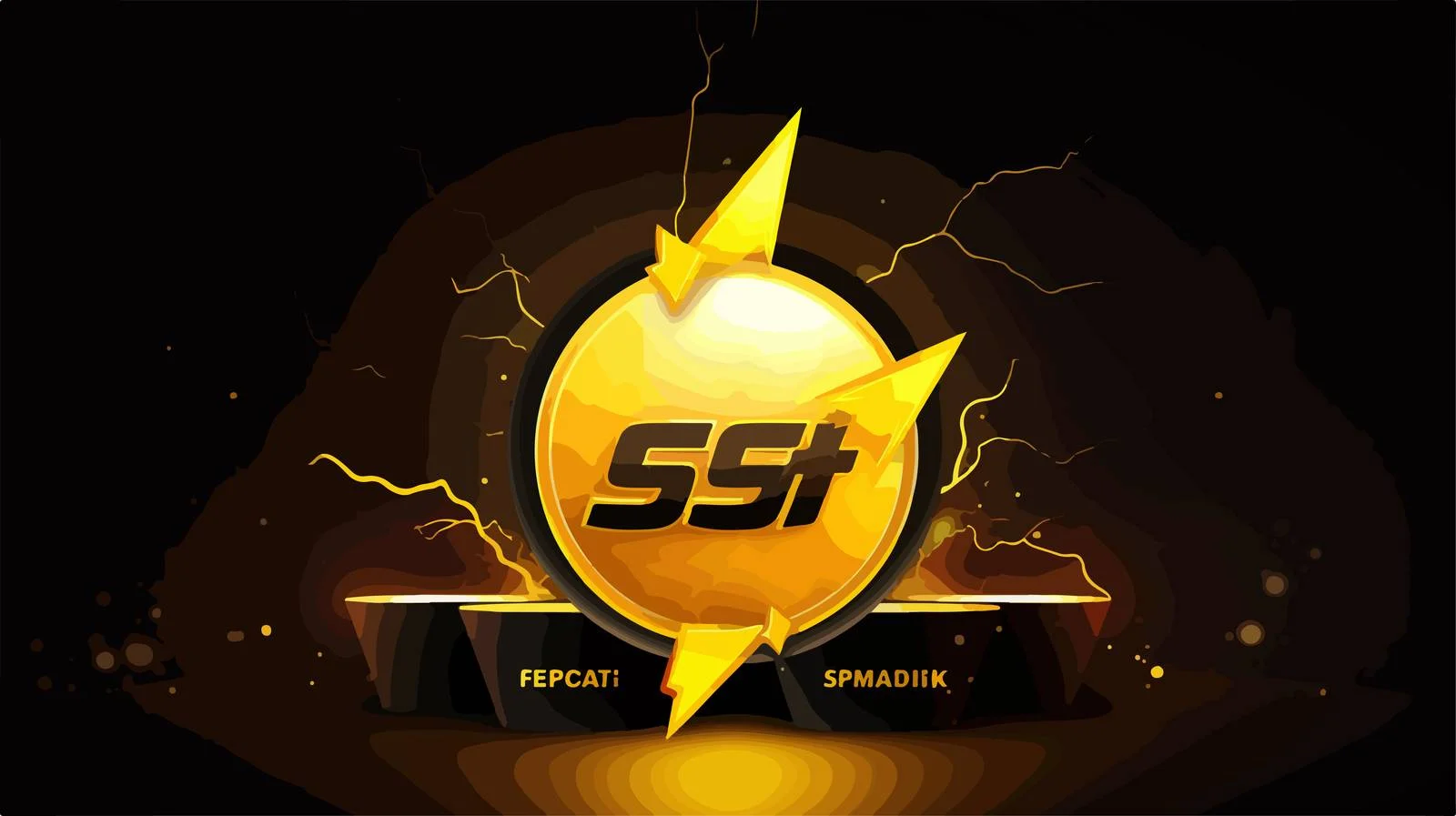 Symbolic Yellow Lightning Theme on Black — free download from Dotvec