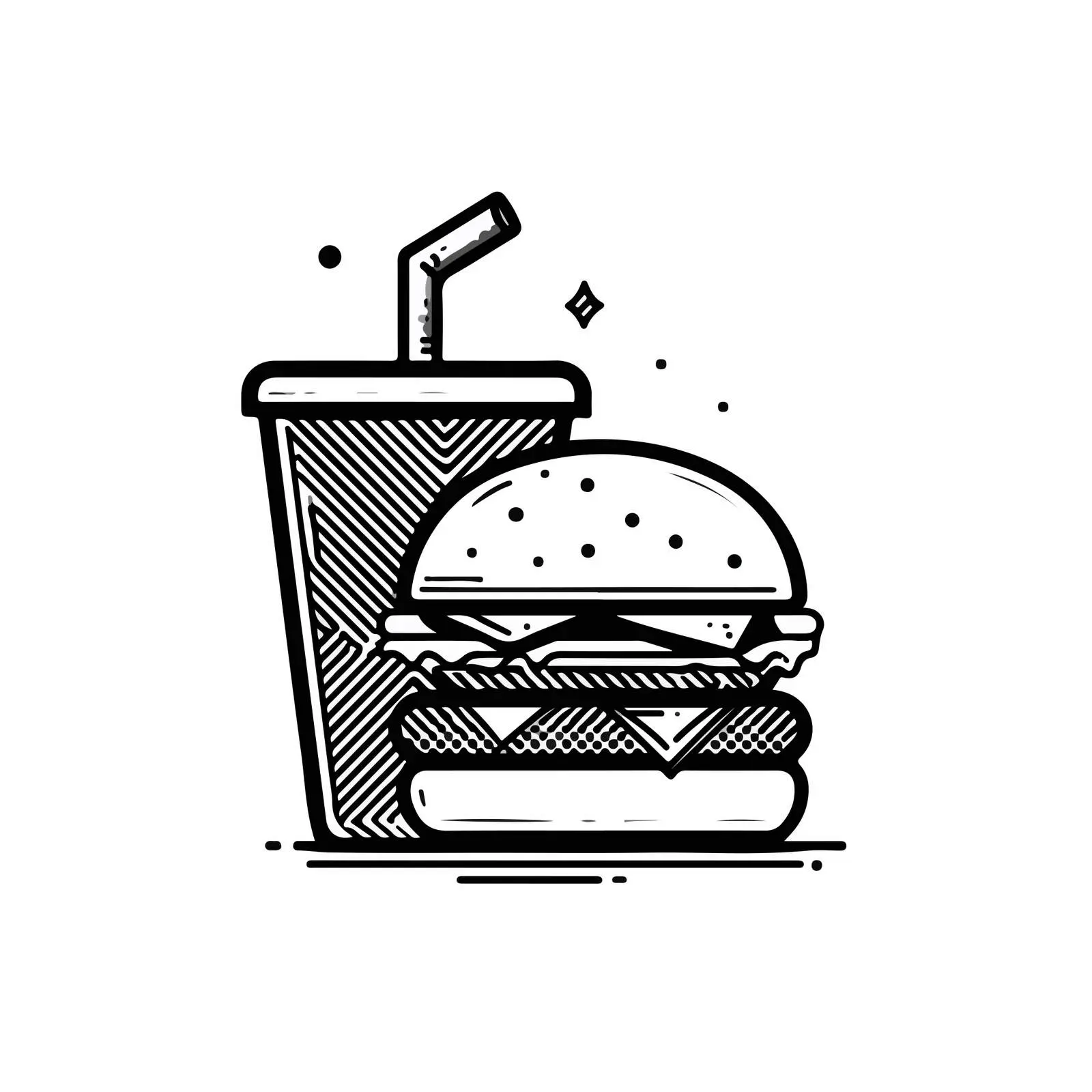 Minimal Burger Meal Line Art — free download from Dotvec