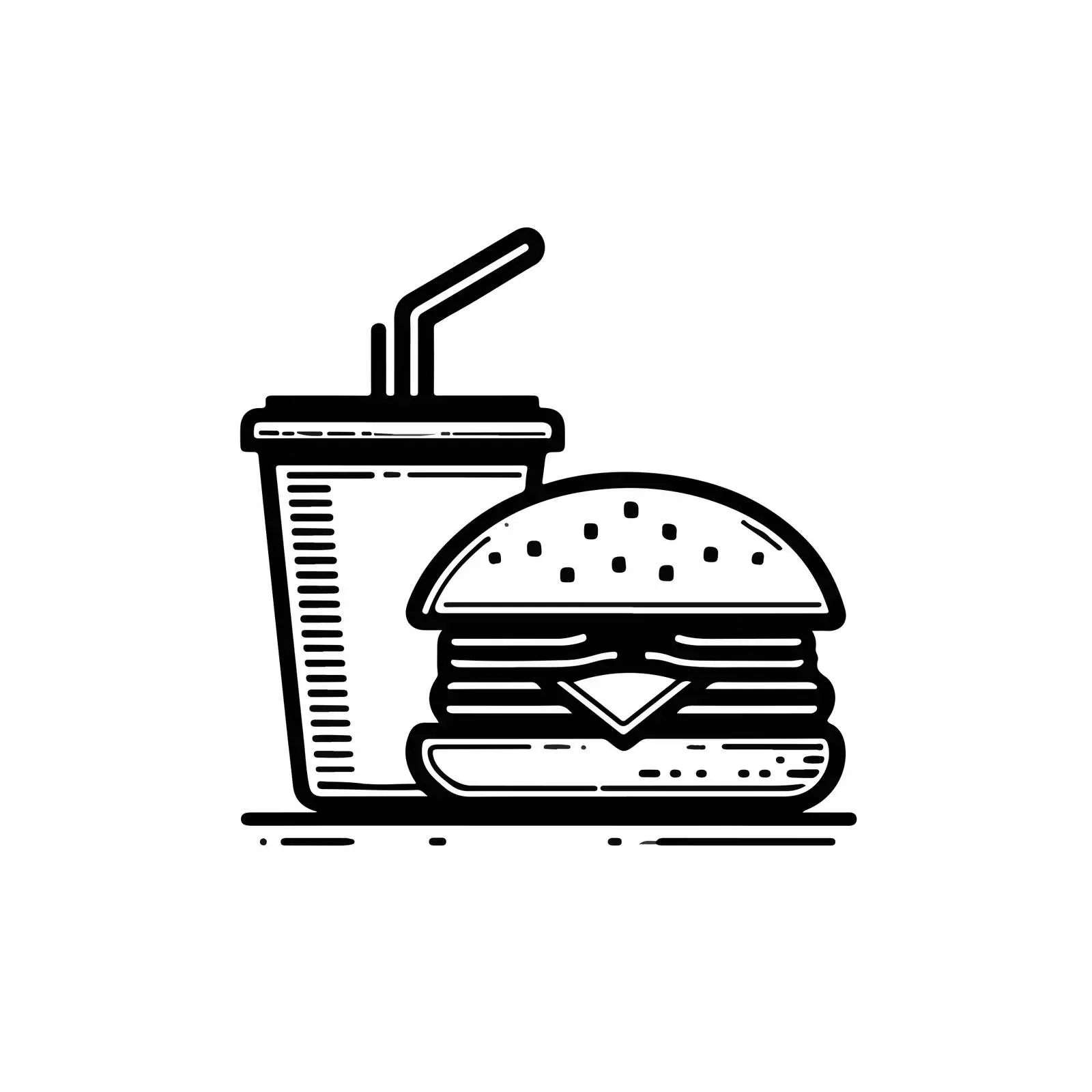 Minimal Burger Meal Line Art — free download from Dotvec