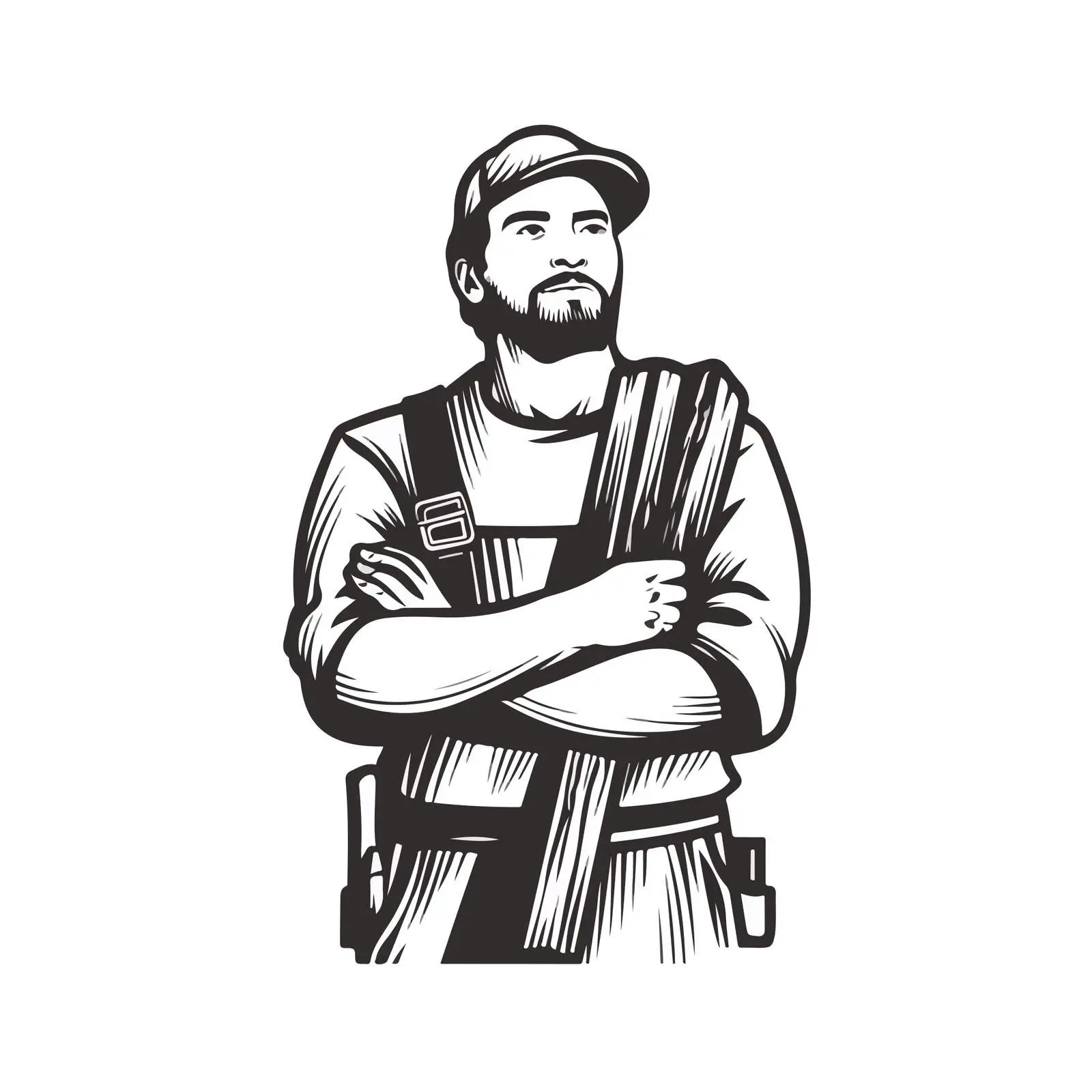 Minimal Carpenter Line Art Illustration — free download from Dotvec