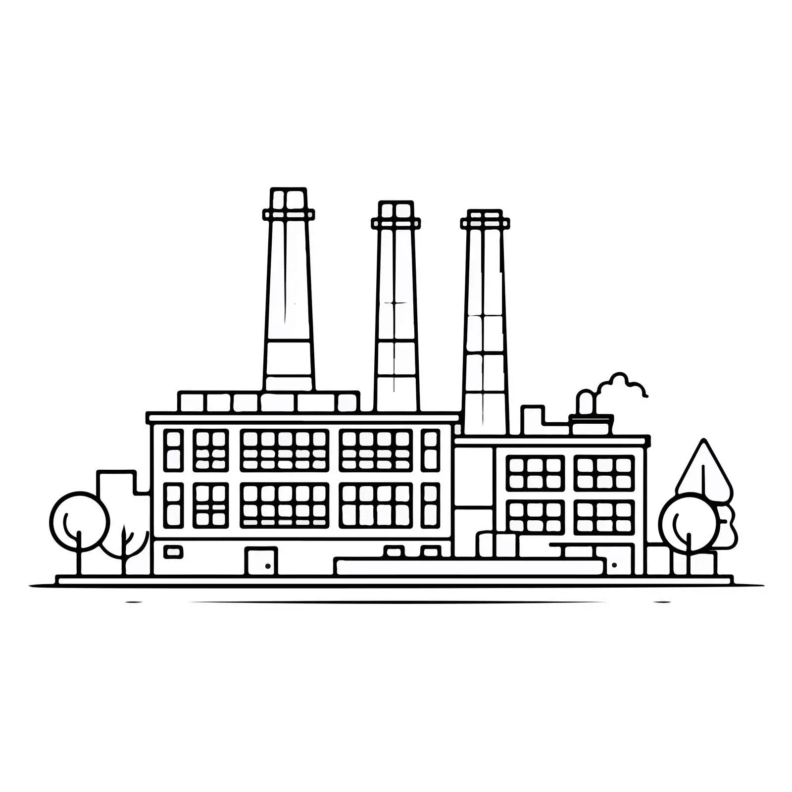 Minimalist Factory Line Art — free download from Dotvec