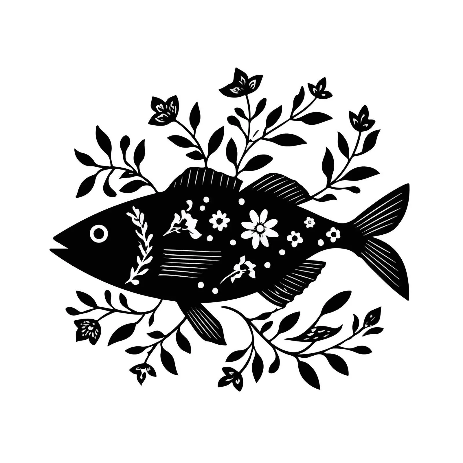 Floral Fish Line Art Illustration — free download from Dotvec