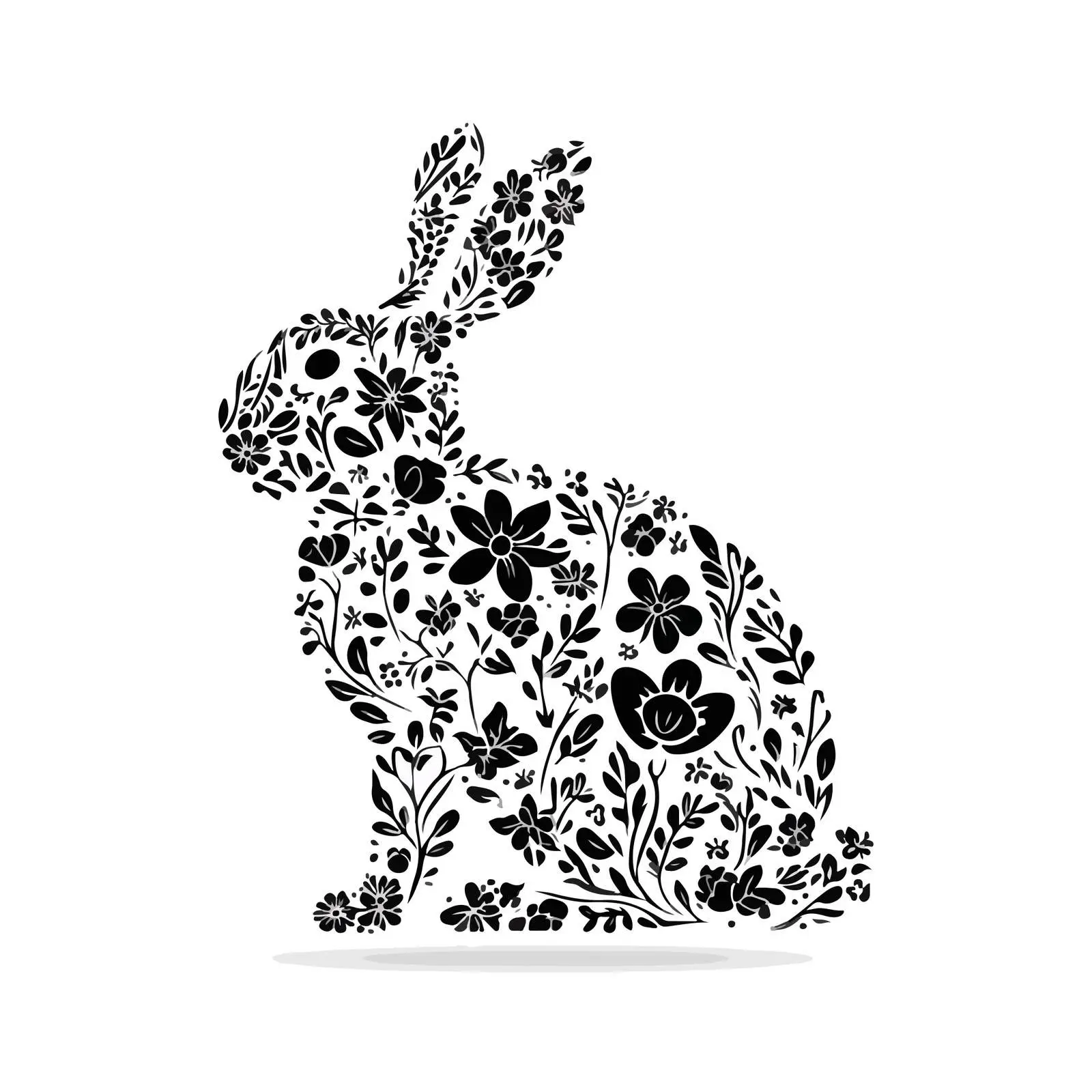 Floral Rabbit Minimal Line Art — free download from Dotvec