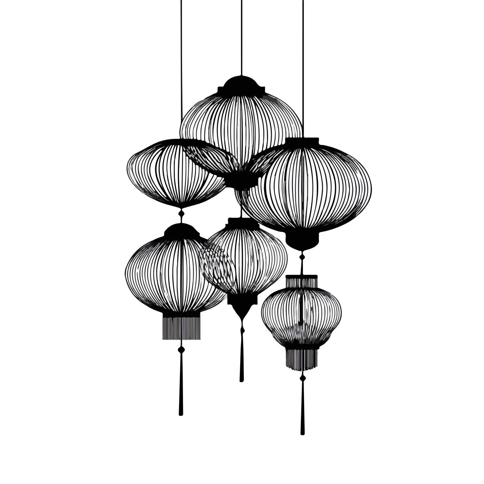 Minimal Lantern Festival Line Art — free download from Dotvec