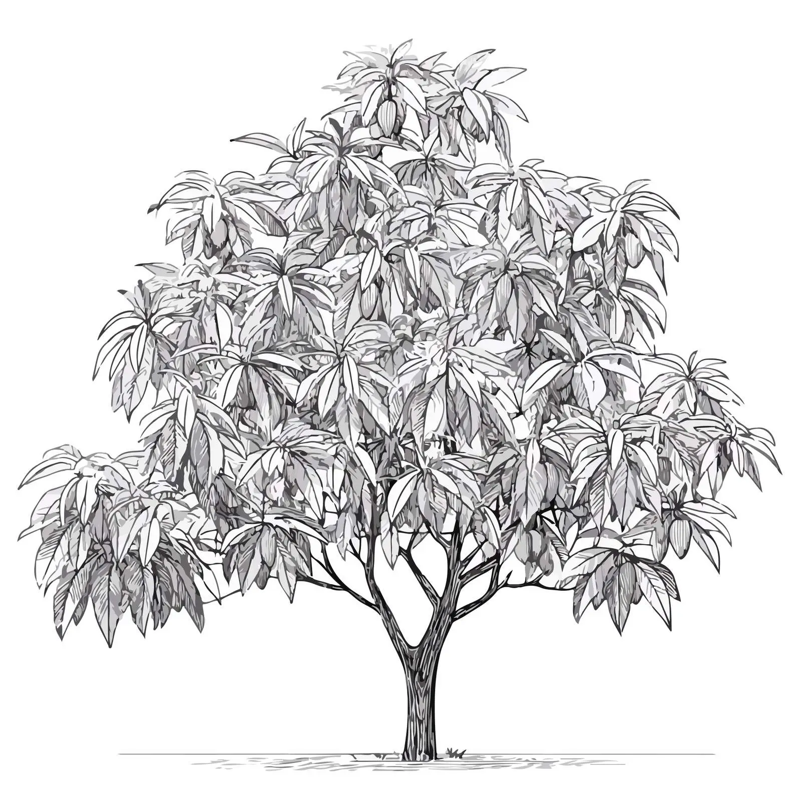 Minimalist Mango Tree Line Art — free download from Dotvec