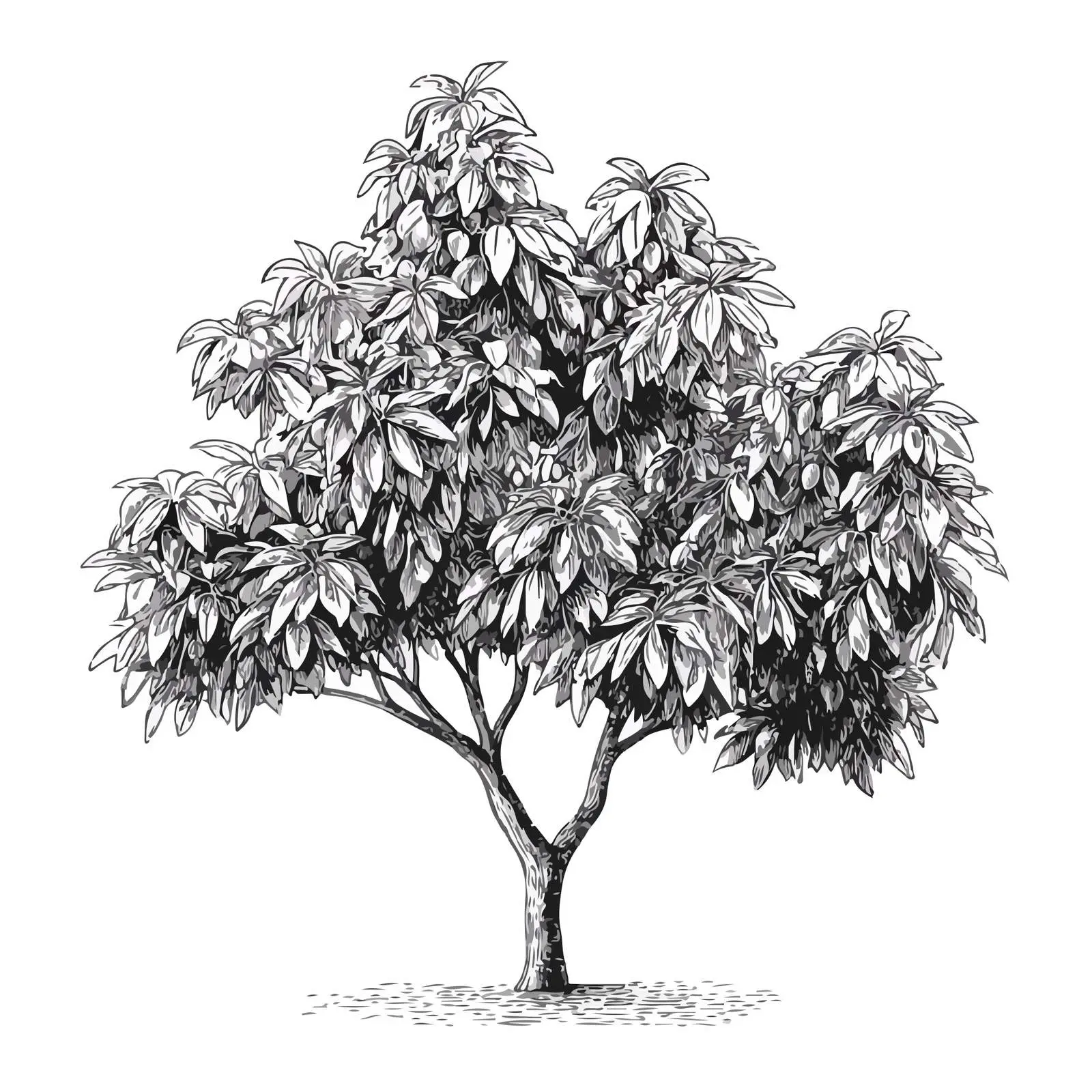 Minimal Mango Tree Line Art — free download from Dotvec